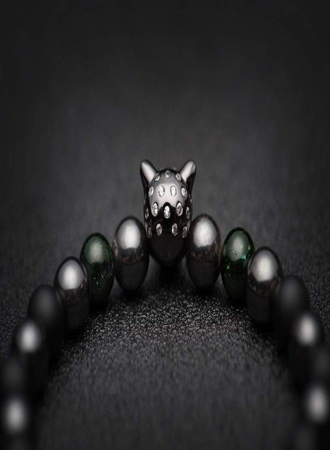 Karseer Black Panther Magnetic Hematite and Matte Onyx Natural Stones Beaded Stretch Bracelet Energy Crystal Meditation Prayer Stress Relief Beads Bracelet for Men Women - Image 5