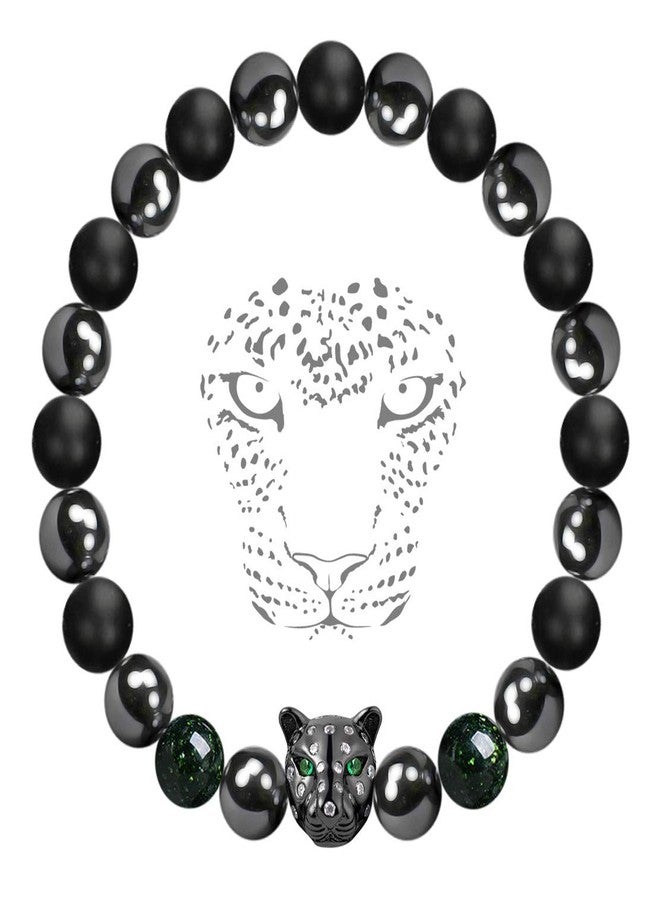 Karseer Black Panther Magnetic Hematite and Matte Onyx Natural Stones Beaded Stretch Bracelet Energy Crystal Meditation Prayer Stress Relief Beads Bracelet for Men Women - Image 1