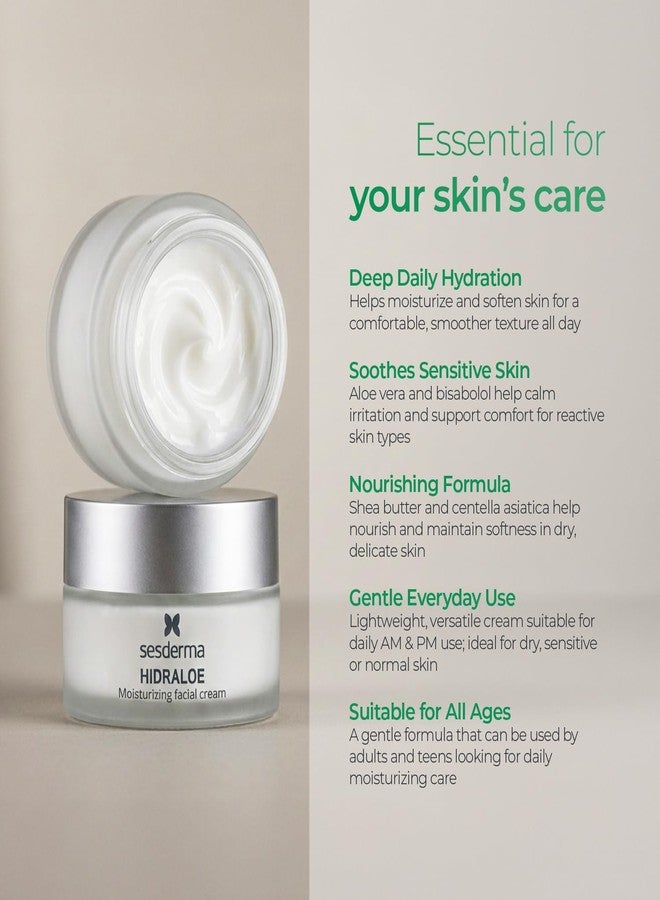 Sesderma Hidraloe Moisturizing Facial Cream with Aloe Vera & Shea Butter – Daily Hydration & Soothing Moisturizer for Sensitive & Dry Skin | 1.7 fl oz - Image 2