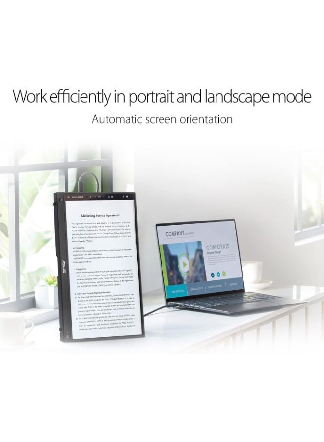 ASUS ZenScreen MB16AHG portable monitor — 15.6-inch FHD (1920 x 1080), IPS, 144Hz, USB-C, Mini-HDMI, Freesync Premium™, Ergo kickstand, Tripod socket, Flicker Free, Low Blue Light Black - Image 4