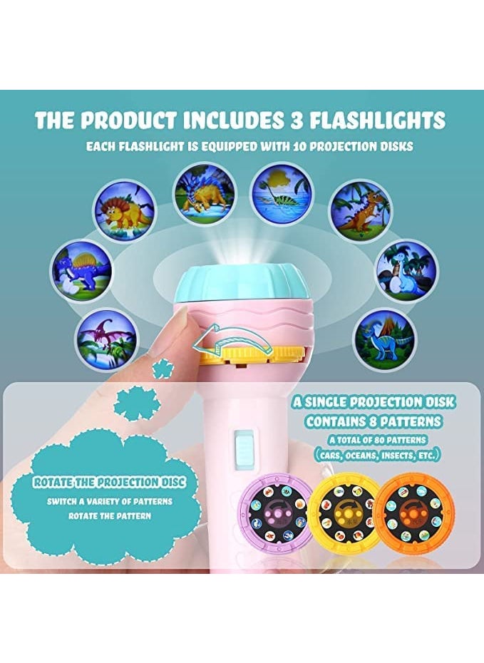 Rahasya Enterprise - Rahasya Enterprise Mini Slide Projector Flashlight Torch Kids Projection Light Toy Slide Flashlight Lamp Education Learning Night Light Before Going to Bed Projector Torch Random Slides - Image 1