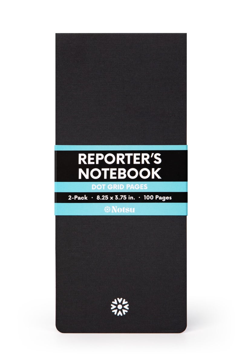 Notsu Dotted Reporter's Notebooks 2-Pack | Black Pocket Spiral Reporter Notepads for Journalist, Police, Detective, Field Note Taking | 100 Pages of 120 gsm Thick Paper, 3.75" x 8.25" - Image 1