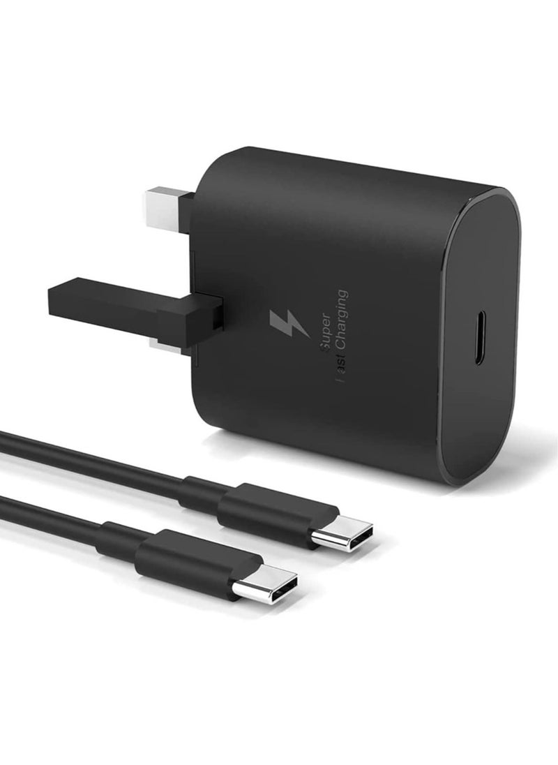 25W USB C Charger Replacement for compatible Samsung UK Travel Adaptor, 25W with USB Type C Cable - White Samsung Galaxy S23/S23 Ultra/S22/S22+/S21/S21 FE/A73/A23/A33/A53/Z Flip 4/Z Fold 4, Type C PD3