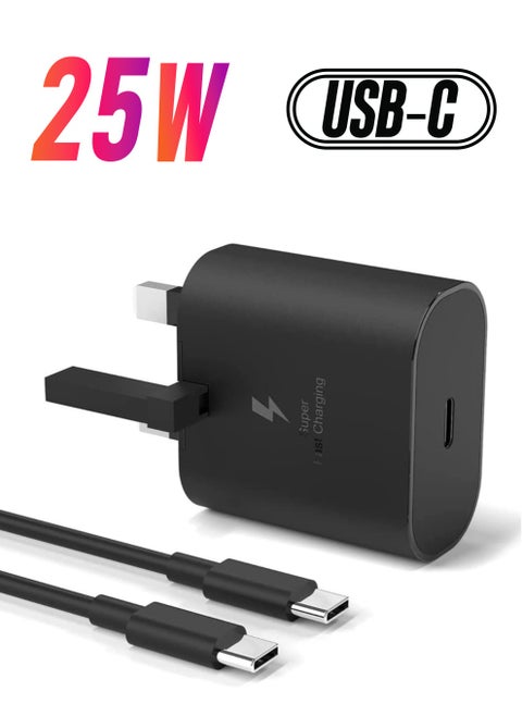 25W USB C Charger Replacement for compatible Samsung UK Travel Adaptor, 25W with USB Type C Cable - White Samsung Galaxy S23/S23 Ultra/S22/S22+/S21/S21 FE/A73/A23/A33/A53/Z Flip 4/Z Fold 4, Type C PD3