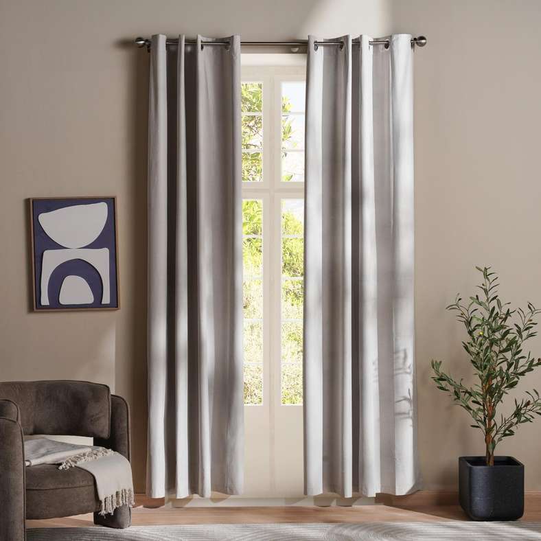 Pan Home Lacquer Textured Blackout 2 Piece Curtain Set 135X240cm - Beige - 124PHC9900274 - Image 1