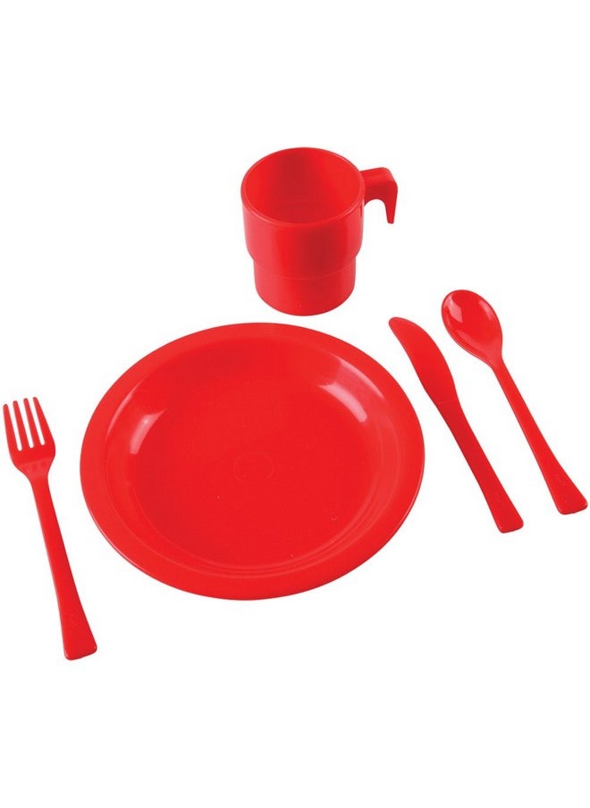 Constructive Playthings 20 Pc. Indestructible Play Dishes Service For 4 Includes Place Settings Of Cups, 6 1/2" Diam. Plates And Silverware Each In 4 Colors For Ages 19 Months And Up, Model Number: Asc-796  - Image 2
