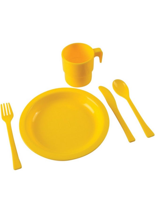 Constructive Playthings 20 Pc. Indestructible Play Dishes Service For 4 Includes Place Settings Of Cups, 6 1/2" Diam. Plates And Silverware Each In 4 Colors For Ages 19 Months And Up, Model Number: Asc-796  - Image 3