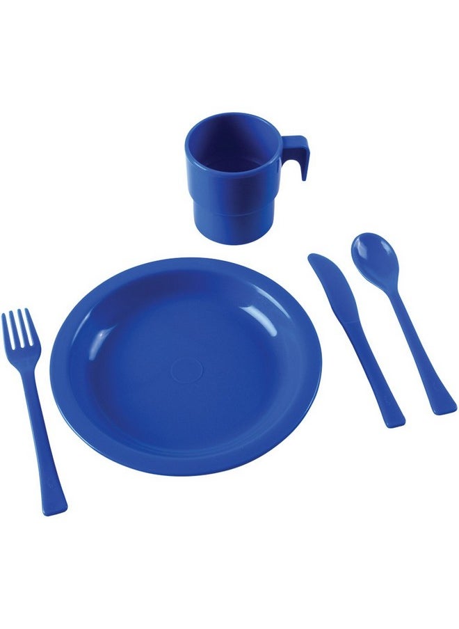 Constructive Playthings 20 Pc. Indestructible Play Dishes Service For 4 Includes Place Settings Of Cups, 6 1/2" Diam. Plates And Silverware Each In 4 Colors For Ages 19 Months And Up, Model Number: Asc-796  - Image 4