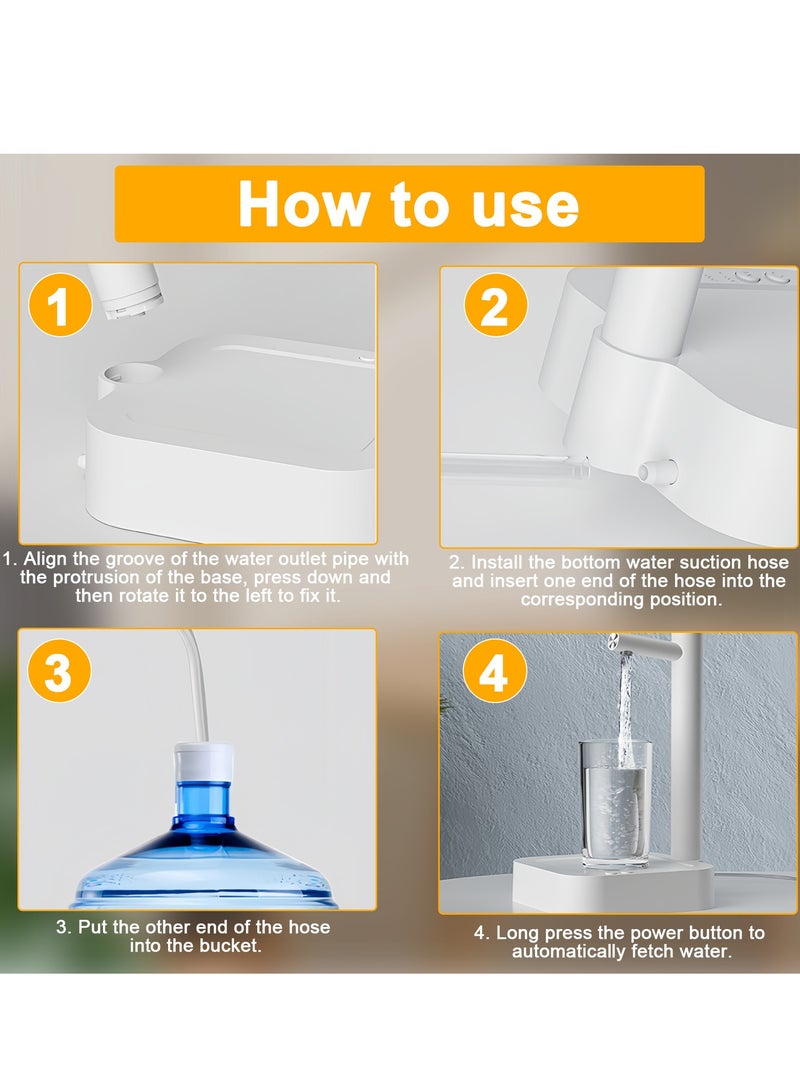 Portable Water Bottle Dispenser,Smart 7 Levels Table Top Water Dispensers,USB Charging Automatic Drinking Water Dispenser,White  - Image 2