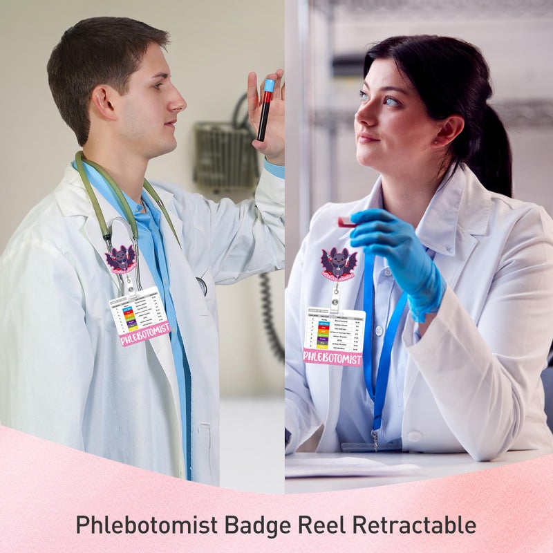 MENIFEND Phlebotomy Badge Reel and Order of Draw Badge Card, Cute Bat Retractable ID Holder and Buddy Card with Order of Draw Reference, Phlebotomist Work Accessories Gift - Image 5