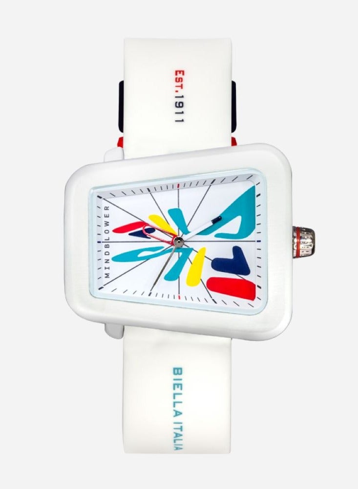 FILA ADULT UNISEX ANALOGUE WATCH ALLOY CASE WHITE SILICONE STRAP, 38-343-002 - Image 2