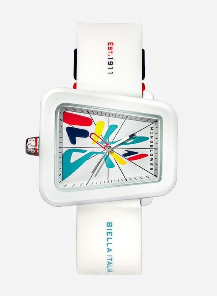 FILA ADULT UNISEX ANALOGUE WATCH ALLOY CASE WHITE SILICONE STRAP, 38-343-002 - Image 1