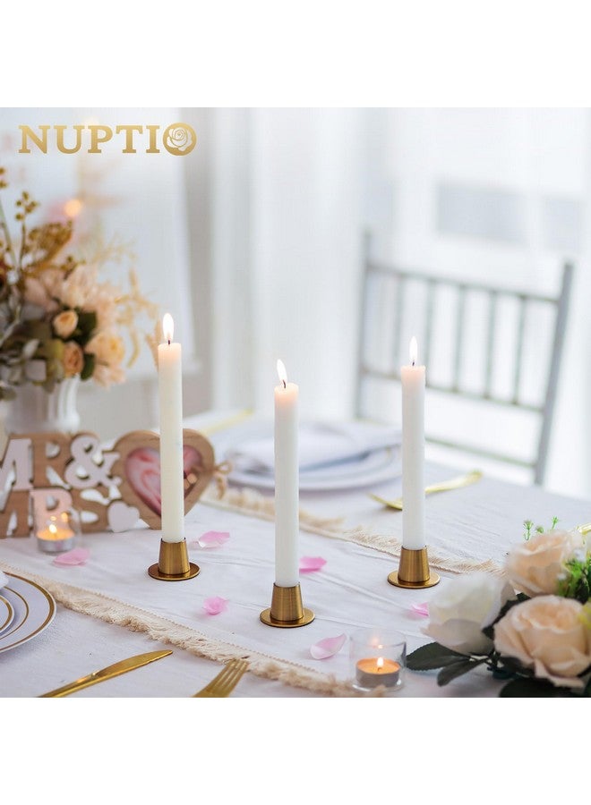 NUPTIO Gold Candlestick Holder Bulk: 12 Pcs Small Taper Candlesticks Holders for Tapered Candles Short Modern Metal Candle Stick Tapers Holder Brass Candleholder for Wedding Thanksgiving Holiday Decor - Image 3