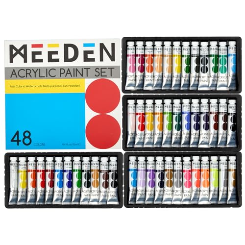 MEEDEN Beginners Acrylic Paint Set 48 Colors 12ml041 fl oz Heavy Body Starter Set NonToxic Rich Pigments Art Paint for Adults Hobbists Painting on Canvas Wood Fabric Craft - Image 1