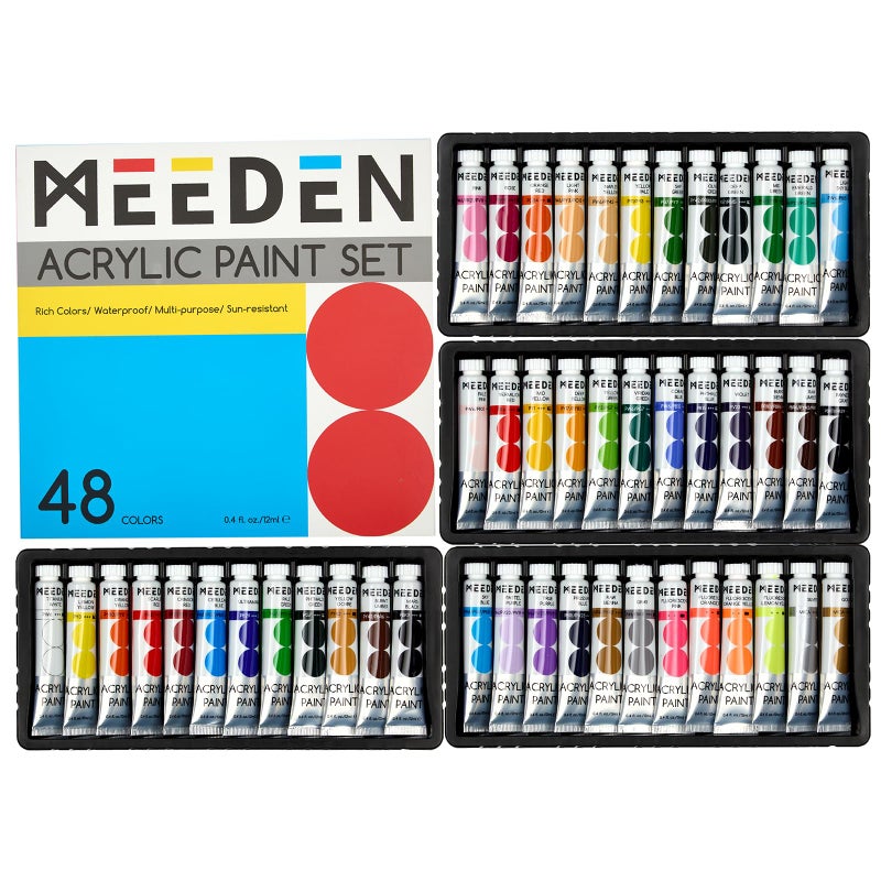 MEEDEN Beginners Acrylic Paint Set 48 Colors 12ml041 fl oz Heavy Body Starter Set NonToxic Rich Pigments Art Paint for Adults Hobbists Painting on Canvas Wood Fabric Craft - Image 2