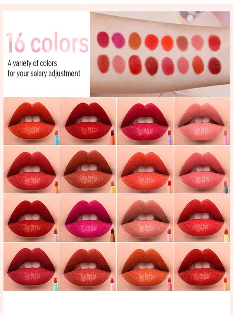 DEROL 16pcs set Lipstick Set Long Lasting Easy to Colour Non Sticky Unfading Lip Gloss Makeup Cosmetic for Makeup Beautification and Lip Contour - Image 2