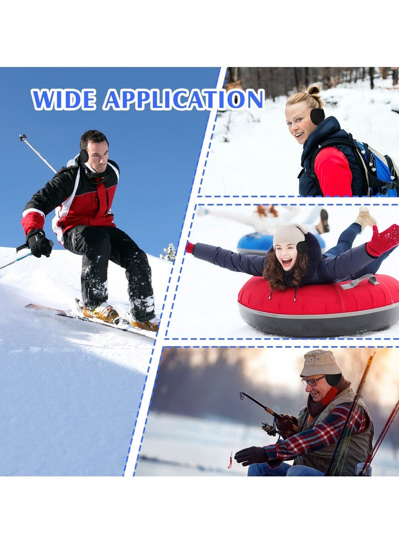 2 Pieces Foldable Ear Warmers Adjustable Knitted Earmuffs with Fuzzy Fleece Lining Unisex Furry Winter Earmuffs (Black) - Image 4