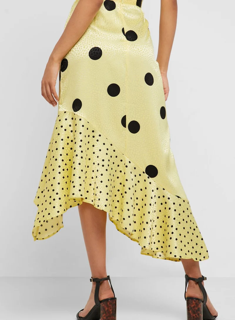 Polka Dot Skirt Miss Selfridge Yellow Polka Dot Wrap Skirt Midi