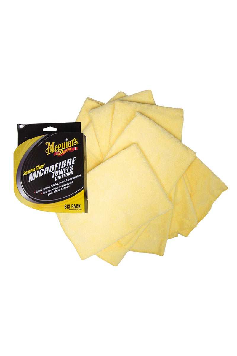 ميجواير Meguiar's X2035EU Supreme Shine Microfibre Car Cleaning Towels (6 Pack), Yellow - Image 2