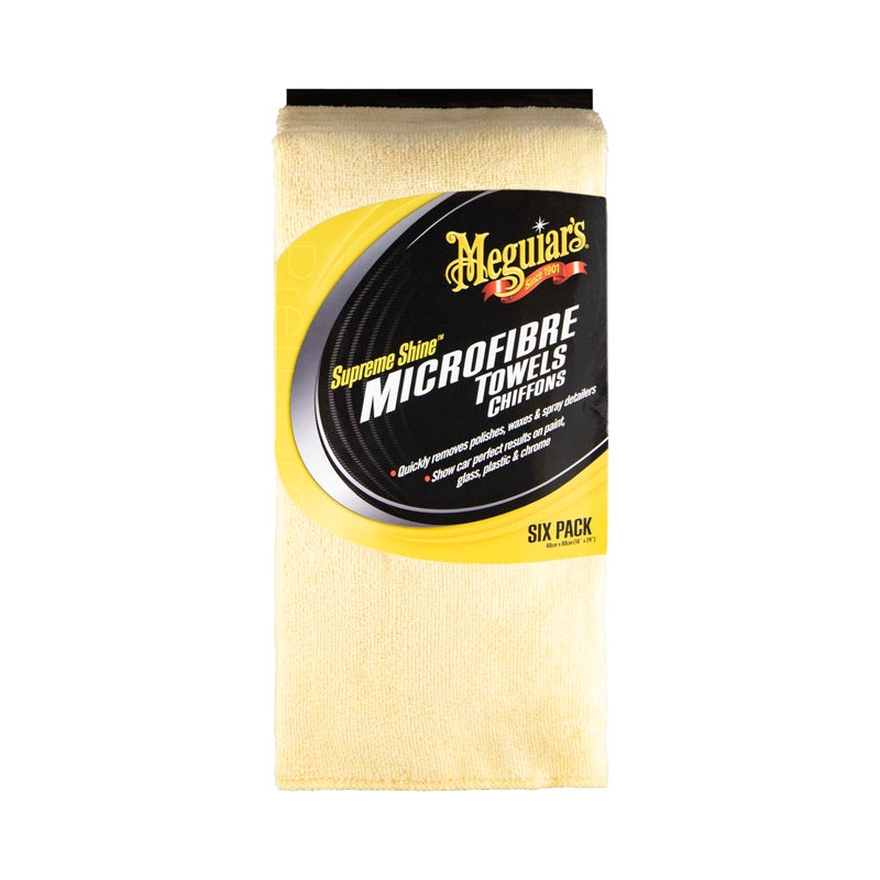 ميجواير Meguiar's X2035EU Supreme Shine Microfibre Car Cleaning Towels (6 Pack), Yellow - Image 1