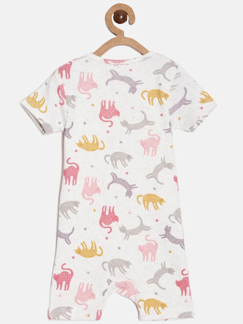 Broon Broon Infant Boys Pink and Off White Printed Organic Cotton Rompers Pack of 2