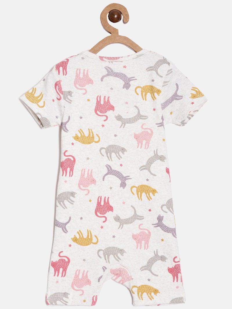 Broon Infant Boys Pink and Off White Printed Organic Cotton Rompers Pack of 2 - Image 4