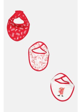 Liverpool Toddlers Unisex 3 Pack Allover Print Bibs, Red  - Image 1
