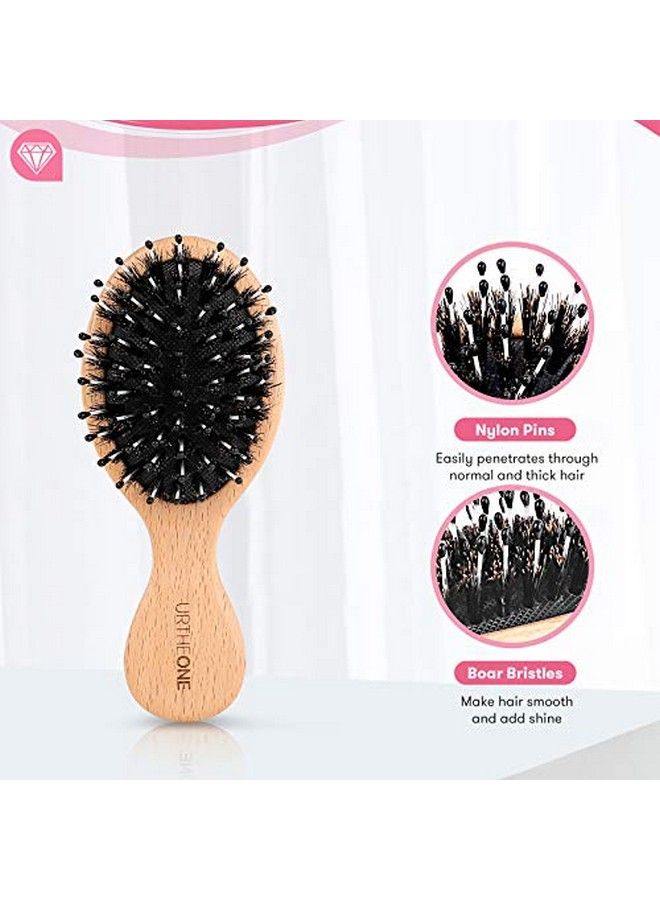 URTHEONE 2Pcs Hair Brush Mini Boar Bristle Hairbrush For Thick Curly Thin Long Short Wet Or Dry Hair Detangle Massage Add Shine Pocket Tl Small Paddle Hair Brush For Men Women Kids - Image 5