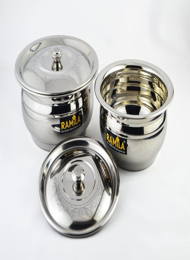 ramila Stainless Steel Serving Bowl with Stainless Steel Lid 2 Pieces Steel Bowl- 2 Pieces Lid - Image 2