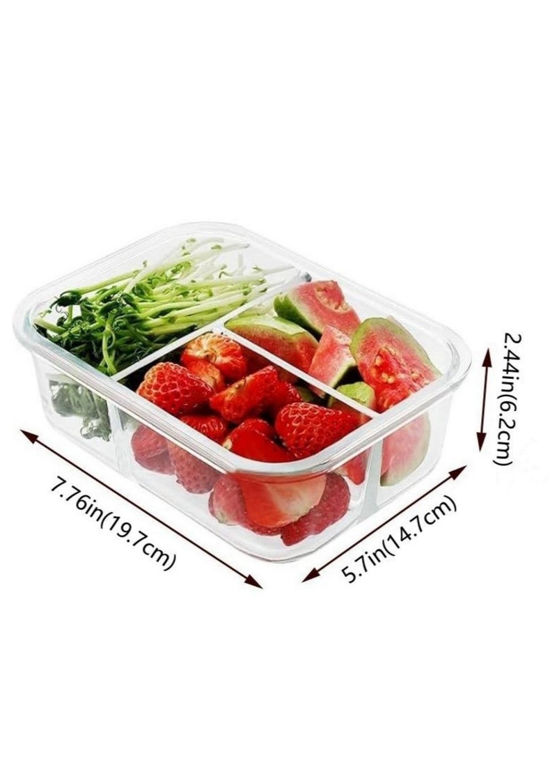 4-Pack, 36 oz Glass Meal Prep Containers 3 Compartment with Lids, Glass Lunch Containers,Food Prep Lunch Box,Bento Box,Microwave, Oven, Freezer, Dishwasher - Image 2