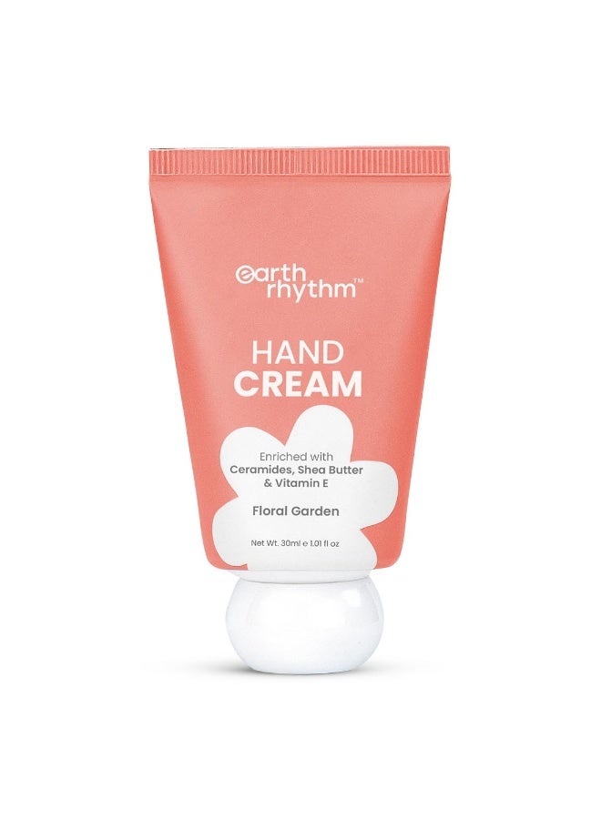 Earth Rhythm Earth Rhythm Hand Cream - Floral Garden for Dry & Rough Hand, Intense Moisturization Non Greasy , Fast Absorbing Enriched with Ceramides , Shea Butter, Cacao Seed Butter for Men & Women - 30ml  - Image 1