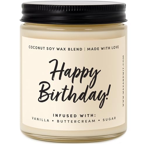 WAX & WIT Birthday Gifts for Women, Happy Birthday Candle – Scented with Vanilla, Buttercream and Sugar - 9oz, Soy Wax, 50 Hour Burn, Premium Candle Gift for Her, Friend, Daughter, Sister, Wife - Image 1