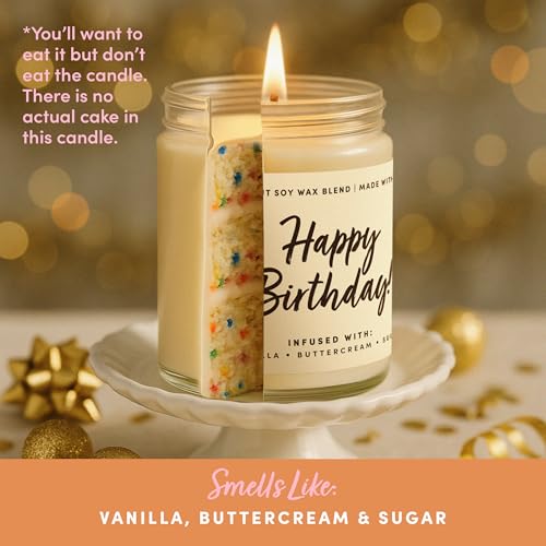 WAX & WIT Birthday Gifts for Women, Happy Birthday Candle – Scented with Vanilla, Buttercream and Sugar - 9oz, Soy Wax, 50 Hour Burn, Premium Candle Gift for Her, Friend, Daughter, Sister, Wife - Image 2