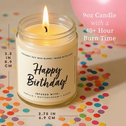 WAX & WIT Birthday Gifts for Women, Happy Birthday Candle – Scented with Vanilla, Buttercream and Sugar - 9oz, Soy Wax, 50 Hour Burn, Premium Candle Gift for Her, Friend, Daughter, Sister, Wife - Image 5