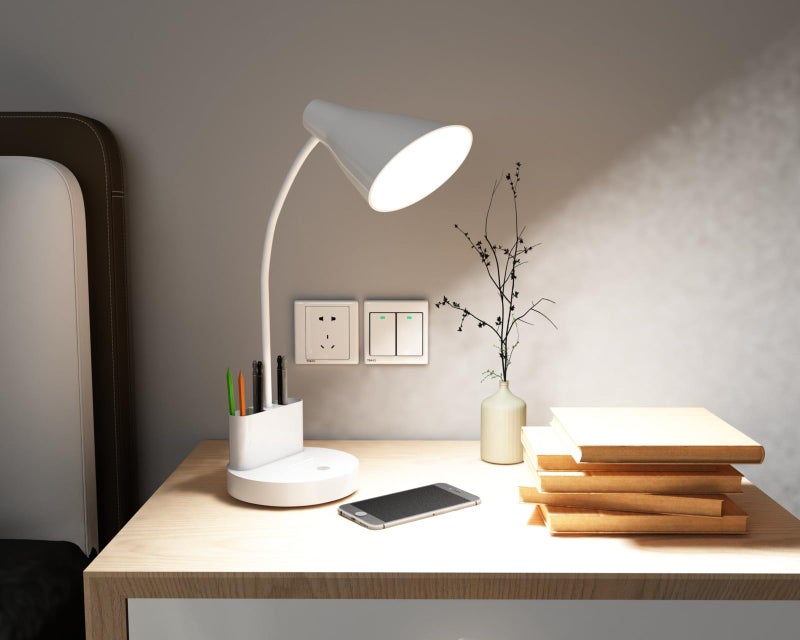 fizzytech 360° Flexible Desk Lamp Light with Mini Fan - Advanced Pen & Mobile Holder, Modern Touch Switch, All-in-One Adjustable Desk Lamp for Reading, Studying & Office (Yellow and Black) - Image 1
