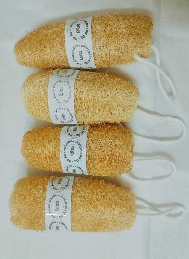 rdassociates ® Natural Loofah Bath Sponge - 4pcs Body Scrubbers | Reusable | holding Loofah for women men kids (pack of 4) - Image 1