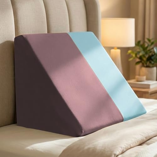 Sleepsia Wedge Cushion Memory Foam Pillow for Bed | 1 Year Warranty | Orthopedic Back Support Pillow for Acid Reflux, Pregnancy, GERD, Back & Leg Elevation Support | Pink, 20" Lx17.4 Wx10 H - Image 1
