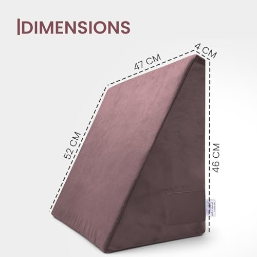 Sleepsia Wedge Cushion Memory Foam Pillow for Bed | 1 Year Warranty | Orthopedic Back Support Pillow for Acid Reflux, Pregnancy, GERD, Back & Leg Elevation Support | Pink, 20" Lx17.4 Wx10 H - Image 2