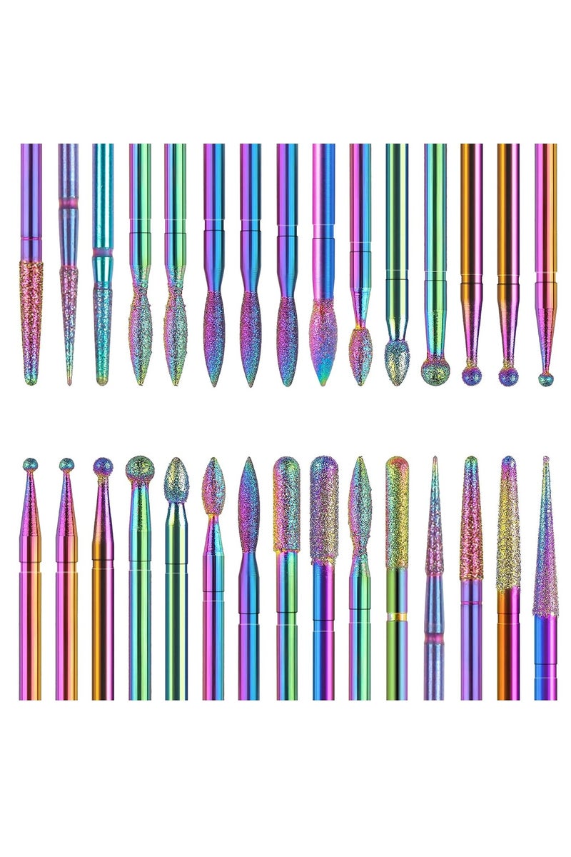 30 Pieces Diamond Nail Drill Bits - Colorful Tips - Sanding Tips - Professional Set for Acrylic Gel and Cuticle Remover - Image 1