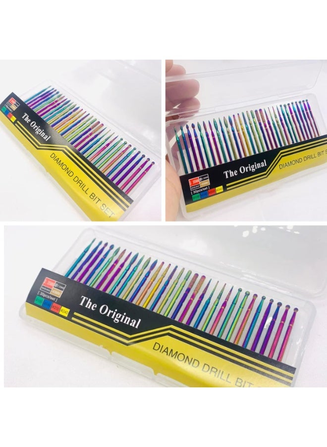 30 Pieces Diamond Nail Drill Bits - Colorful Tips - Sanding Tips - Professional Set for Acrylic Gel and Cuticle Remover - Image 2