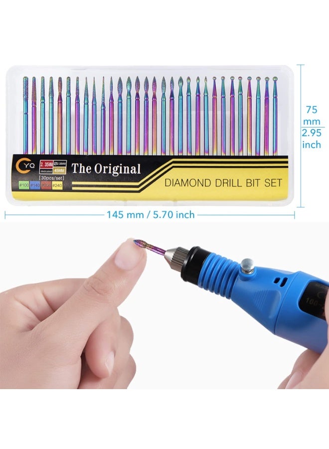 30 Pieces Diamond Nail Drill Bits - Colorful Tips - Sanding Tips - Professional Set for Acrylic Gel and Cuticle Remover - Image 4