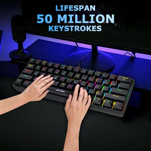 Ant Esports MK1300 V2 60% Wired Mechanical Gaming Keyboard, 61 Keys Compact Mini Software Controlled, RGB Backlit,Hot-Swappable Red Switches, Detachable USB-C, Anti-Ghosting, PC/Mac Compatible – Black - Image 3