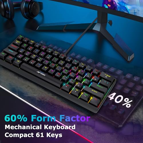 Ant Esports MK1300 V2 60% Wired Mechanical Gaming Keyboard, 61 Keys Compact Mini Software Controlled, RGB Backlit,Hot-Swappable Red Switches, Detachable USB-C, Anti-Ghosting, PC/Mac Compatible – Black - Image 5