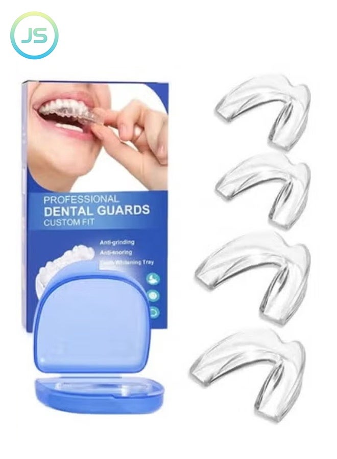 JS 4 Pack Moldable Mouth Guards for Teeth Grinding – Night Guard for Clenching with Hygiene Case, Includes 2 Regular & 2 Heavy Duty Guards - Image 1