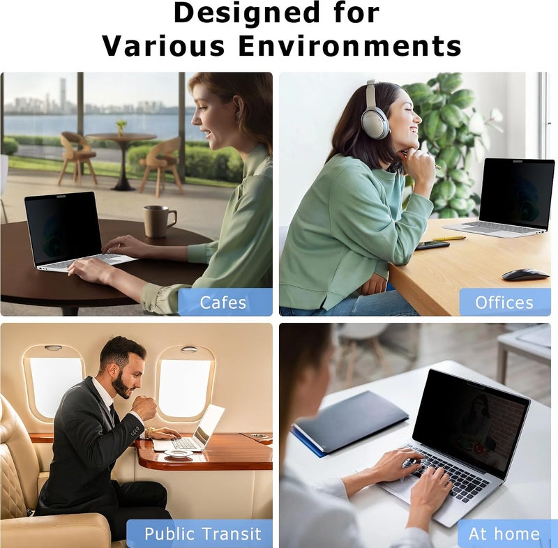 شاشة الخصوصية MEGOO لـ Macbook Pro 13 بوصة (2016-2022، M1، M2) / Macbook Air 13 بوصة (2018-2021، M1)، فلتر الضوء الأزرق، اللمس المطفي، حماية العين من الوهج - حماية الأعمال المتميزة - Image 4