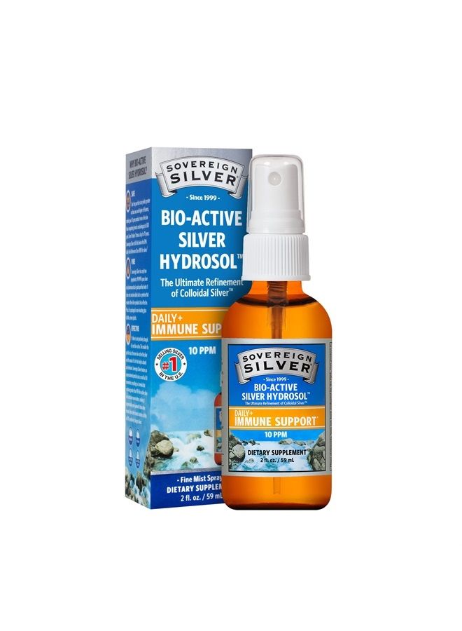 Sovereign Silver هيدروسول الفضة النشطة حيوياً لدعم المناعة - 10 جزء في المليون، 2 أونصة (59 مل) - رذاذ ناعم - Image 1