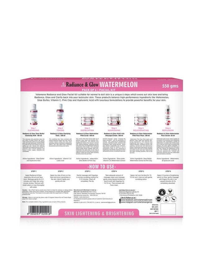 VOLAMENA WITH DEVICE Volamena Radiance Glow Watermelon 6 Steps Facial Kit For Women & Men For De Tan & Glowing Skin 550 gms - Image 4