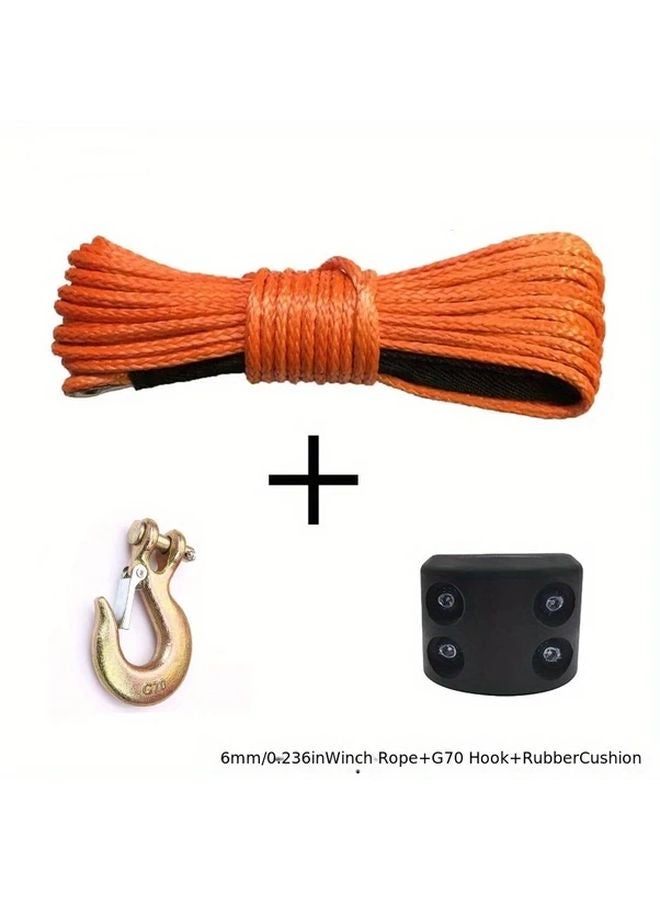 كابل حبل ونش أزرق ثقيل بطول 50 قدمًا وسعة حمل 7700 رطل مع خطاف لـ ATV وSUV والشاحنات - Image 3