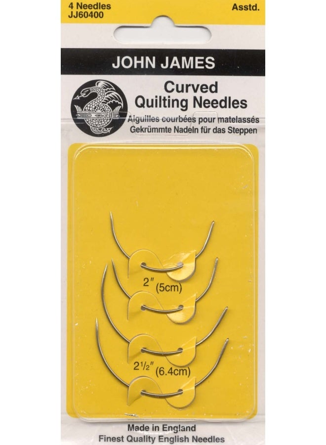 Colonial Needle Jj60400 Curved Quilting Hand Needles 4 Pack Yellow