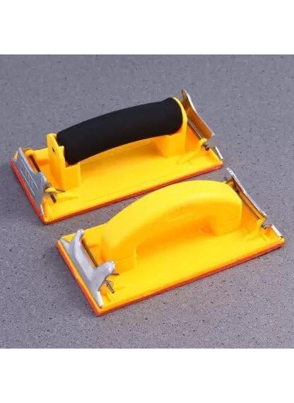 ATIMUNA - ATIMUNA Professional Handle Sander with Sponge Holder Manual Detail Sanders Tool with Soft Grip Handle for Precise Finishing Yellow - Image 1